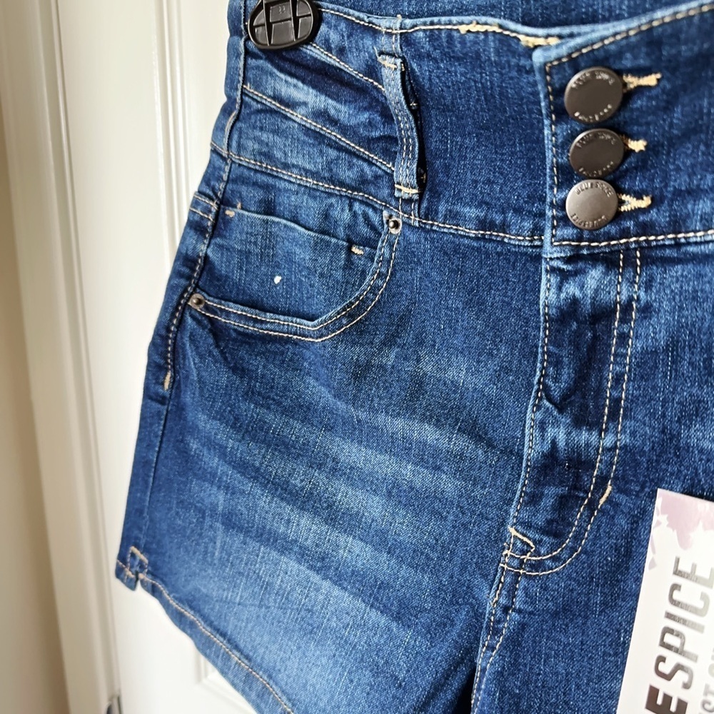 Blue Spice High Waist Blue Denim Shorts - Picture 4 of 6